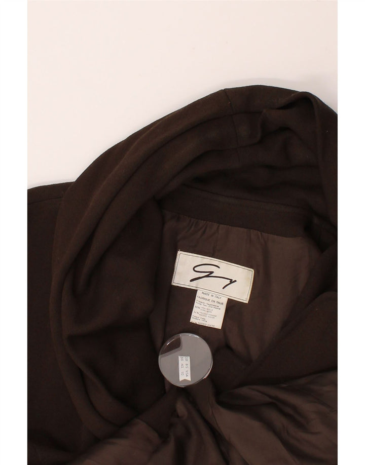 GENNY Womens 3 Button Blazer Jacket UK 36 Large Brown Wool Vintage Genny and Second-Hand Genny from Messina Hembry 