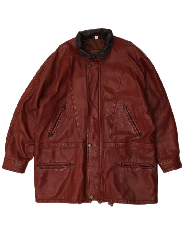 Kartel Ανδρικό δερμάτινο παλτό UK 40 Large Brown Colourblock
