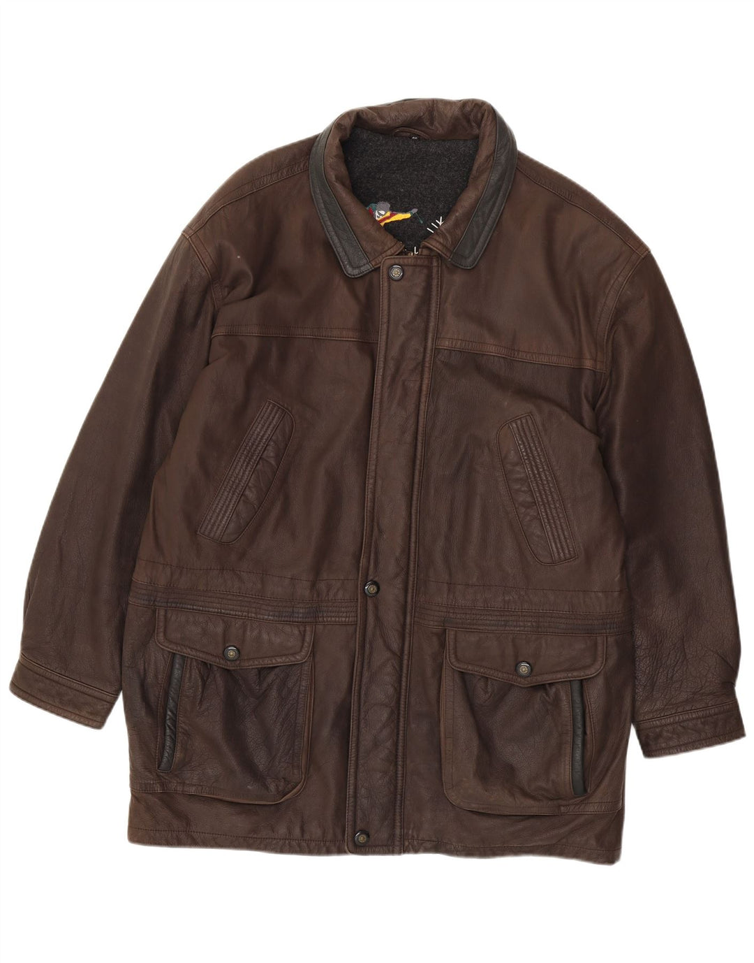 JOHN B Ανδρικό Δερμάτινο Μπουφάν UK 46 3XL Καφέ Δερμάτινο