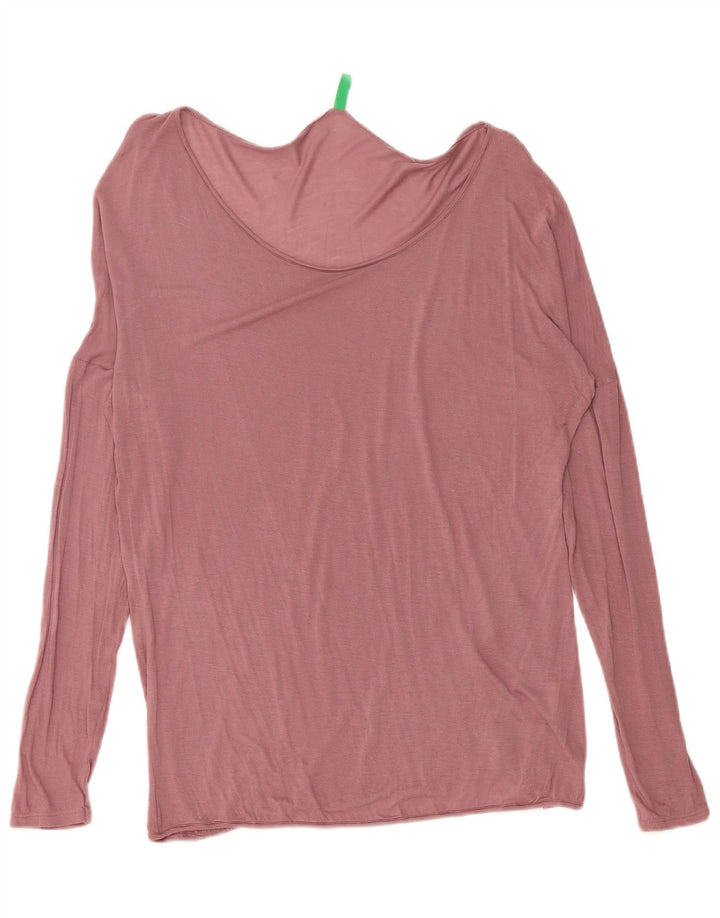 BENETTON Γυναικείο υπερμεγέθη μακρυμάνικο UK 14 Medium Pink Modal