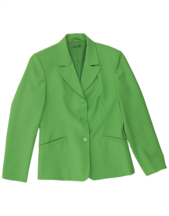 Benetton Γυναικείο Μπουφάν Blazer 3 Κουμπιών IT 42 Μεσαίο Πράσινο Πολυεστέρας