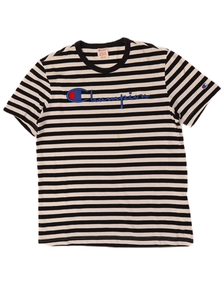 Ανδρικό γραφικό T-Shirt Champion Top από μεσαίο μαύρο ριγέ βαμβακερό