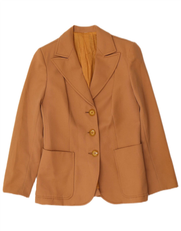 VINTAGE Womens 3 Button Blazer Jacket UK 8 Small Beige