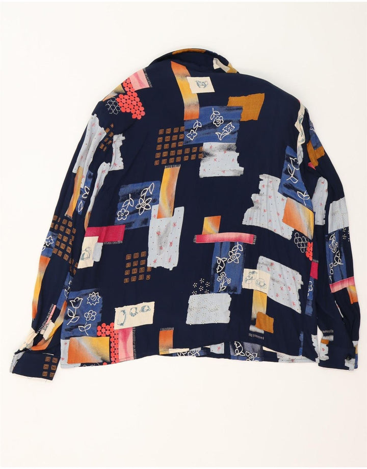Vintage Γυναικείο πουκάμισο Loose Fit Μπλούζα IT 42 Medium Navy Blue Patchwork