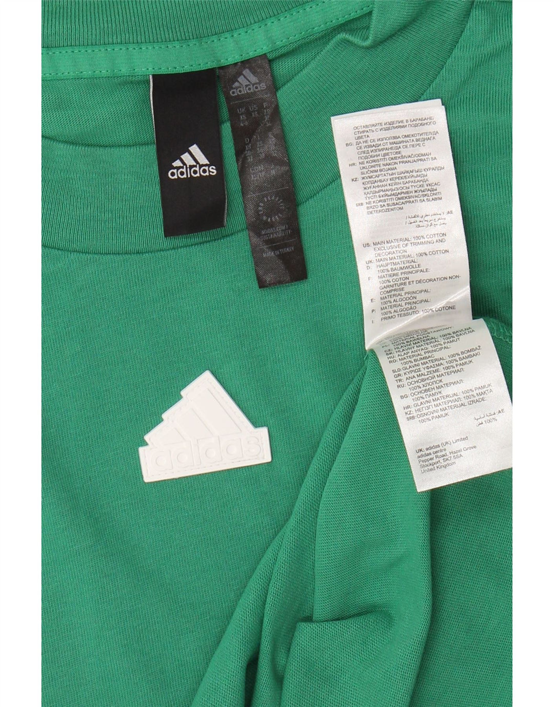 Γυναικείο T-Shirt ADIDAS Oversized Crop Top UK 4/6 XS Πράσινο βαμβακερό