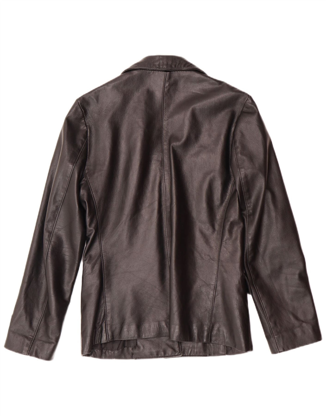 VINTAGE Womens 3 Button Leather Blazer Jacket UK 12 Medium Black Leather