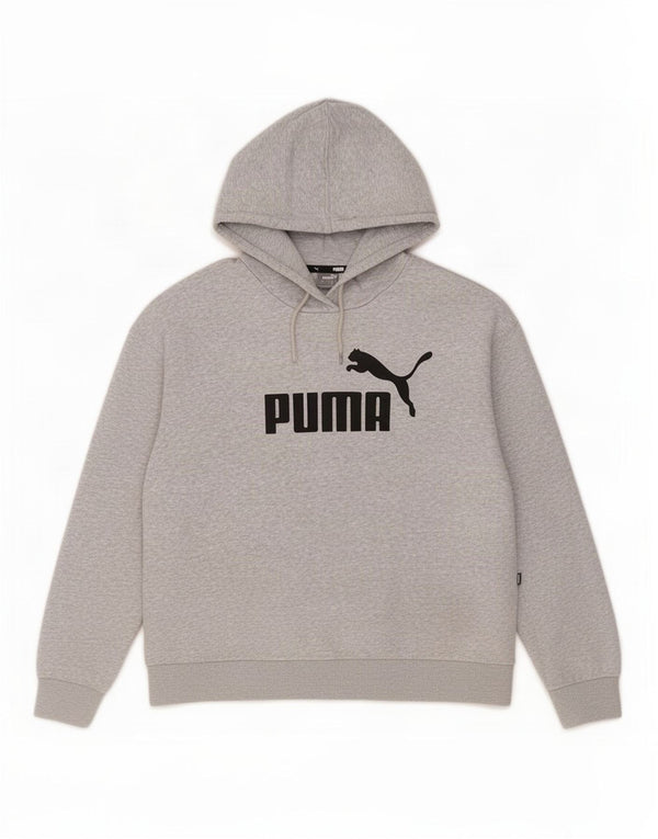 Puma Γυναικείο Crop Oversized Hoodie Jumper UK 16 Large Grey Cotton