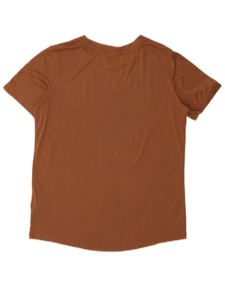NIKE Womens Graphic T-Shirt Top UK 10 Small Brown Polyester