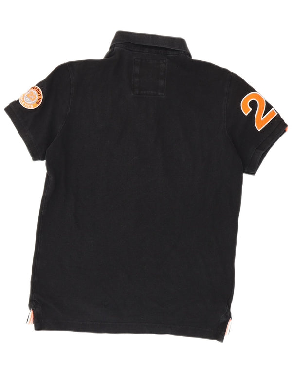 Ανδρικό πουκάμισο ράγκμπι πόλο Superdry, μεγάλο μαύρο βαμβακερό