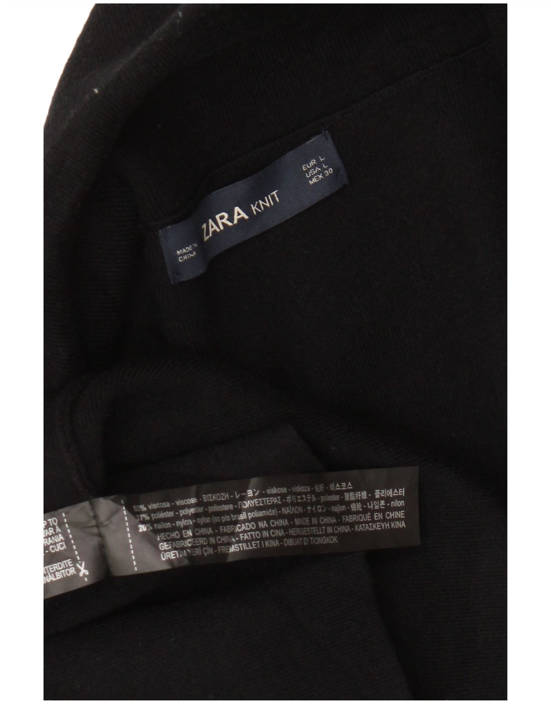 Zara Γυναικείο ανοιχτό πουλόβερ ζακέτα UK 16 μεγάλη μαύρη βισκόζη