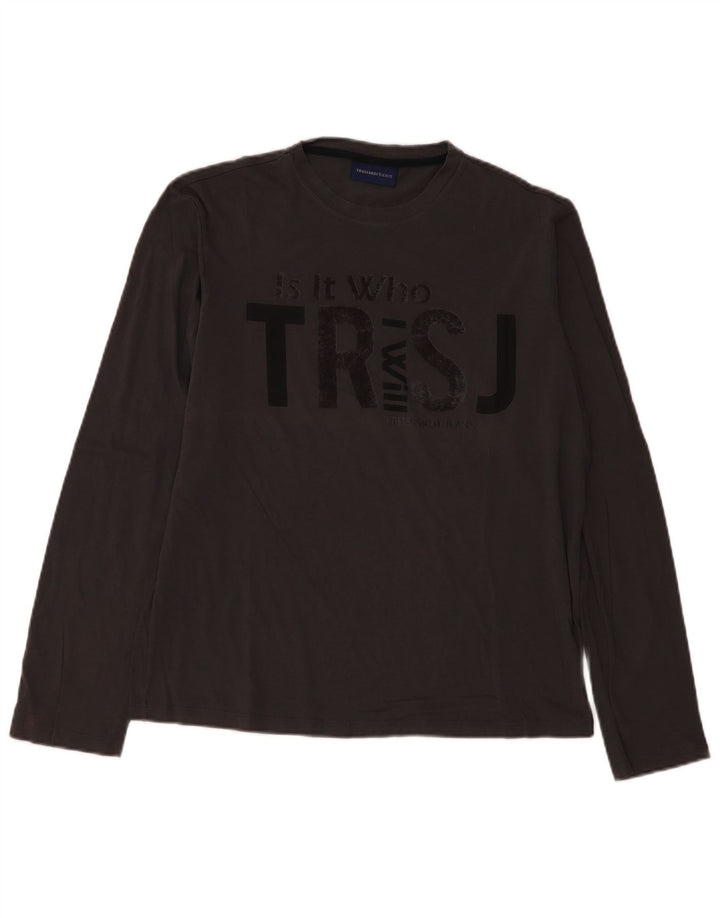Trussardi Jeans Ανδρικό γραφικό τοπ Μακρυμάνικο μεγάλο γκρι βαμβακερό