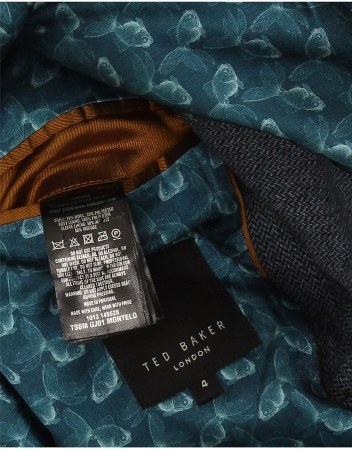 Ted Baker Ανδρικό μπλέιζερ τζάκετ με 2 κουμπιά, μέγεθος 4, Μεγάλο ναυτικό μπλε ψαροκόκαλο
