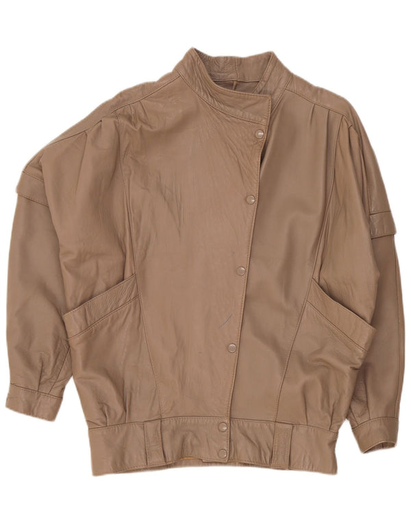 Vintage Γυναικείο Oversized Δερμάτινο Μπουφάν UK 14 Medium Brown Retro