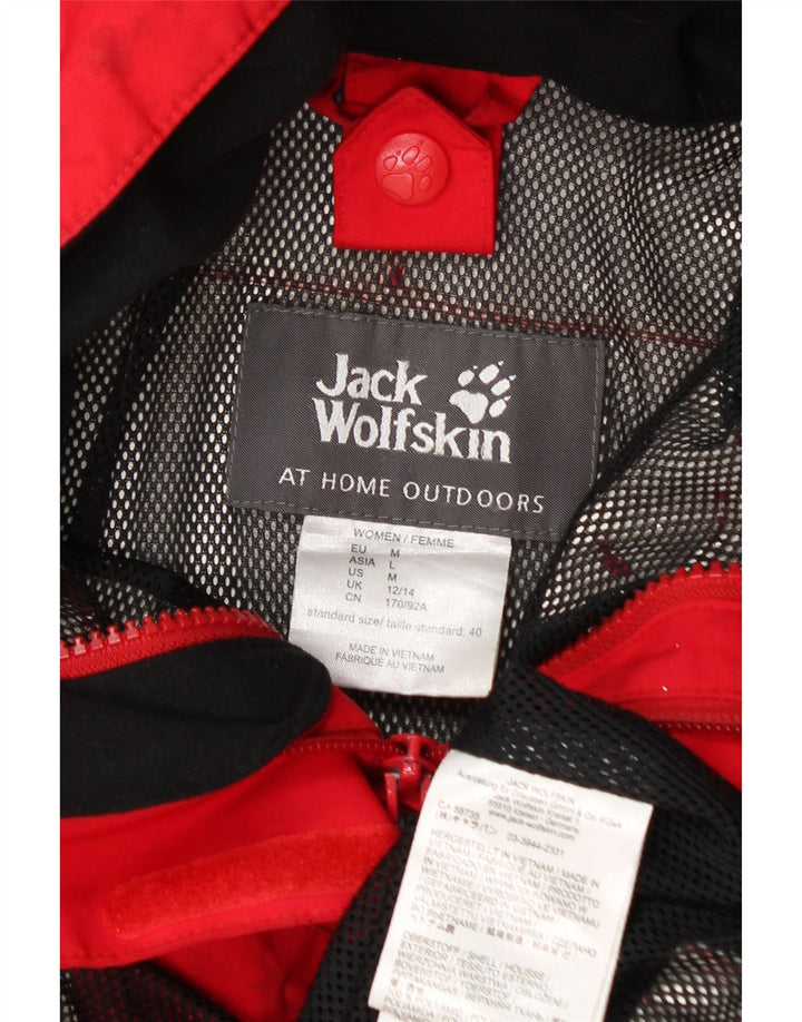 Jack Wolfskin γυναικείο μπουφάν βροχής με κουκούλα UK 12/14 Μεσαίο κόκκινο πολυαμίδιο