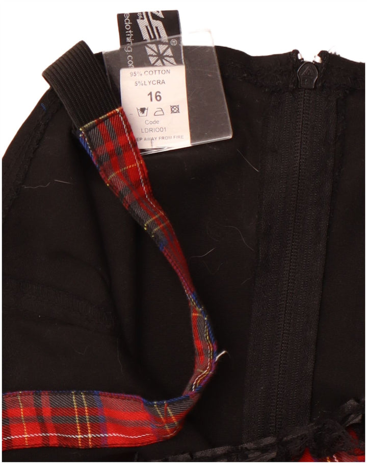 VINTAGE Γυναικείο Αμάνικο Φόρεμα A-Line UK 16 Μεγάλο κόκκινο βαμβακερό καρό