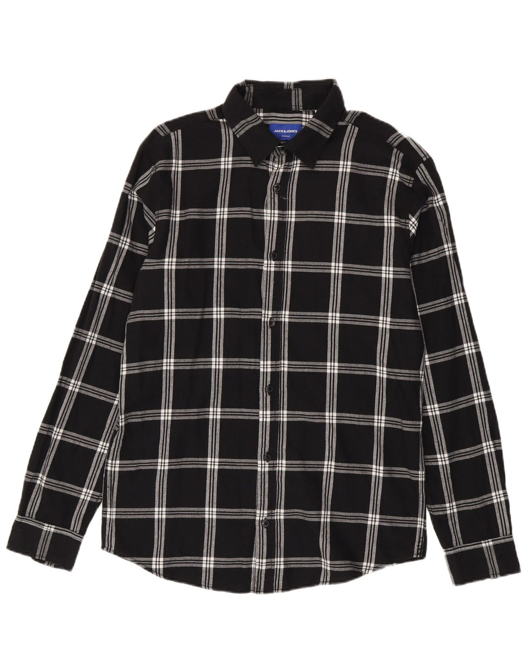 Jack & Jones Ανδρικό φανελένιο πουκάμισο μεγάλο μαύρο βαμβακερό