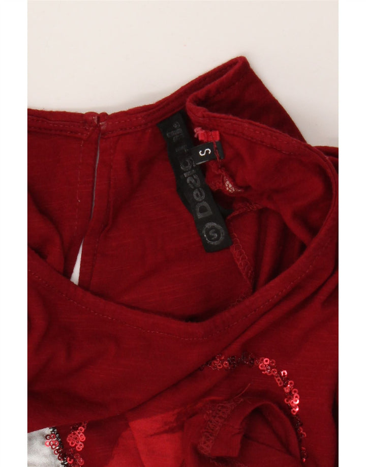 Desigual Γυναικείο Υπερμεγέθη Γραφικό Γιλέκο UK 10 Small Red