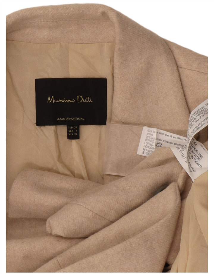 Massimo Dutti Γυναικείο Μπουφάν σακάκι με 1 κουμπί EU 36 XS Μπεζ μαλλί