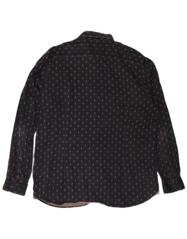 TED BAKER Ανδρικό πουκάμισο μέγεθος 7 3XL Navy Blue Geometric Cotton