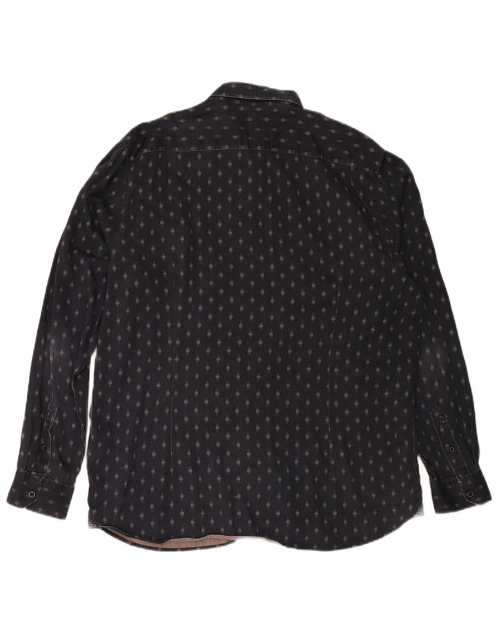 TED BAKER Ανδρικό πουκάμισο μέγεθος 7 3XL Navy Blue Geometric Cotton