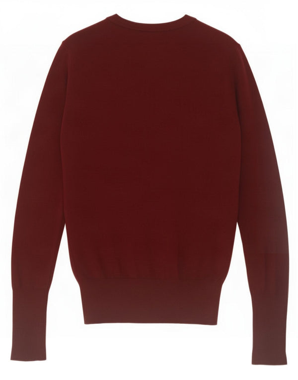 Zara Γυναικείο πουλόβερ με λαιμόκοψη UK 10 Small Burgundy