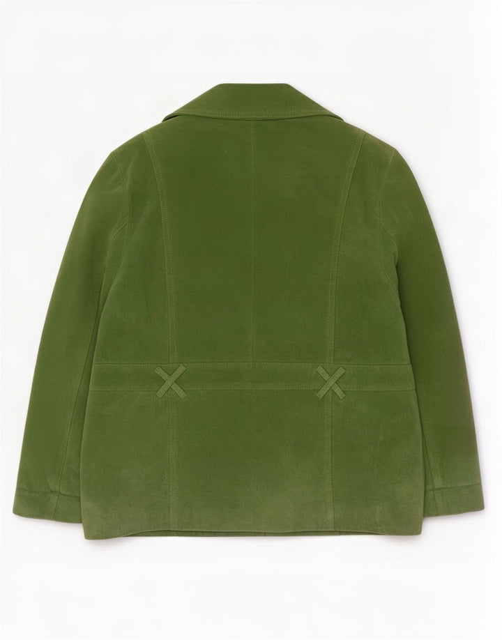 Vintage γυναικείο σουέτ σακάκι με 4 κουμπιά UK 20 2XL πράσινο δέρμα