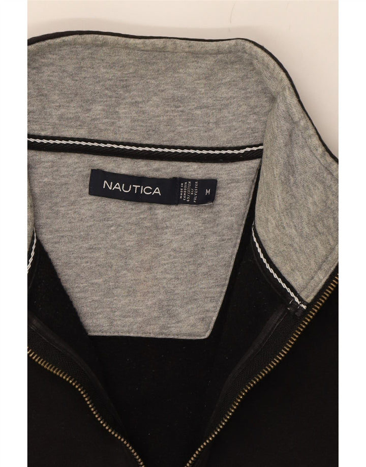 NAUTICA Mens Zip Neck Sweatshirt Jumper Medium Black Cotton Vintage Nautica and Second-Hand Nautica from Messina Hembry 