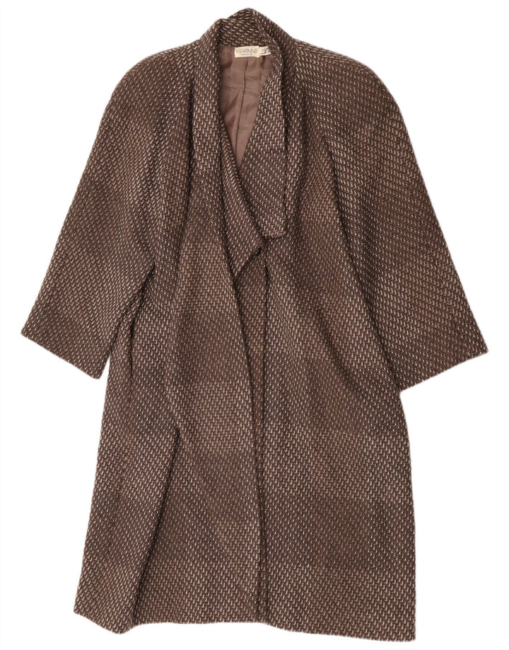 Vintage Γυναικείο Παλτό EU 44 XL Καφέ ριγέ μαλλί