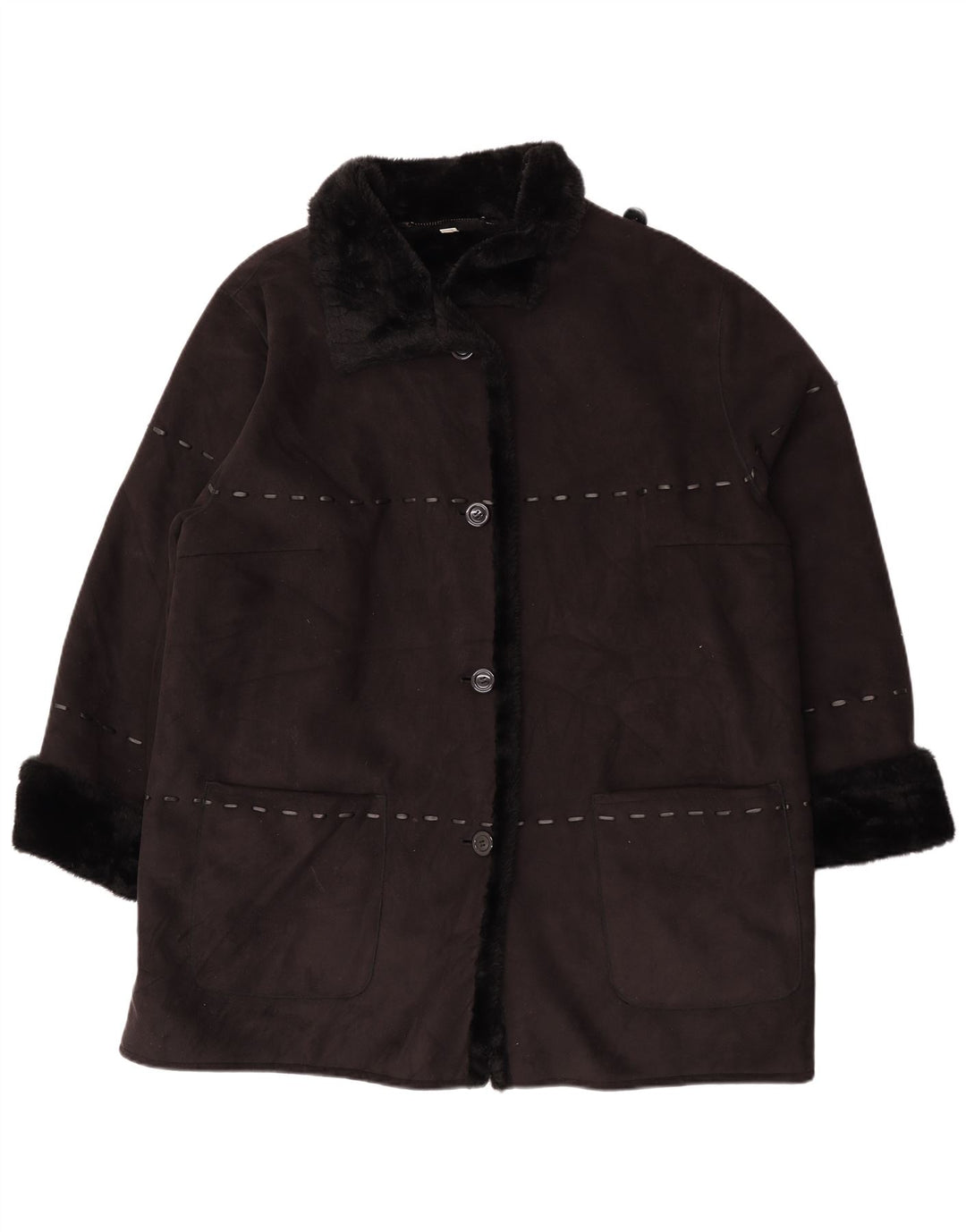 Vintage Γυναικείο Σέρπα Μπουφάν UK 26 5XL Μαύρο Ακρυλικό