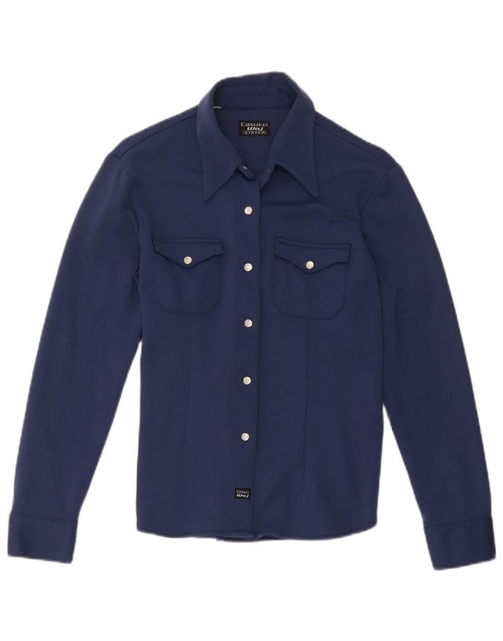 Casucci Γυναικείο πουκάμισο Μπλούζα UK 12 Medium Navy Blue Nylon