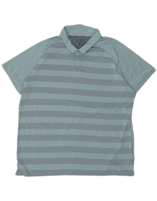 Ανδρικό μπλουζάκι πόλο NIKE 2XL μπλε ριγέ πολυεστέρα