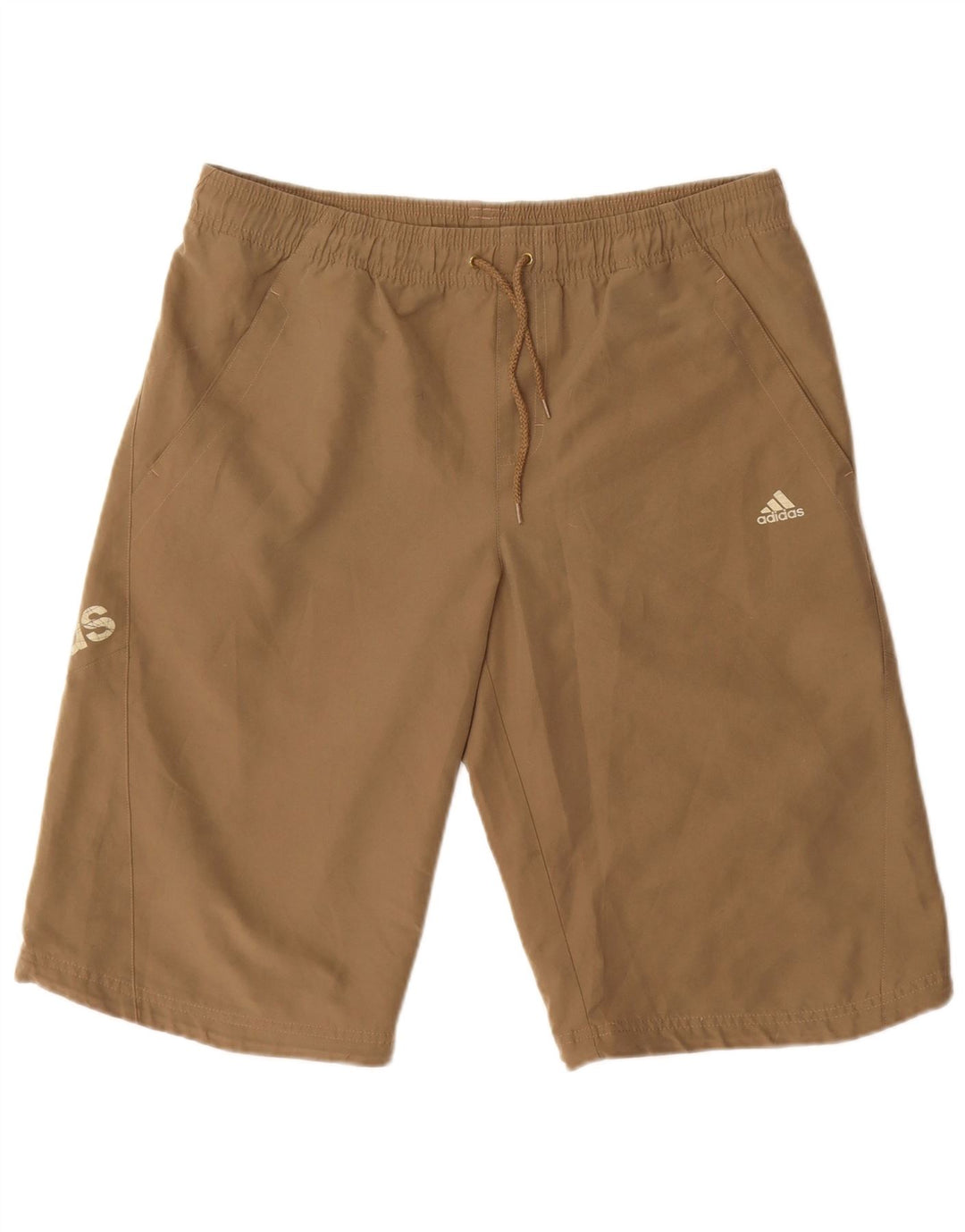 Ανδρικό γραφικό αθλητικό σορτς Adidas από μεσαίο καφέ πολυεστέρα