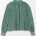 Vintage γυναικείο πουκάμισο μπλούζα UK 12 Medium Green Houndstooth