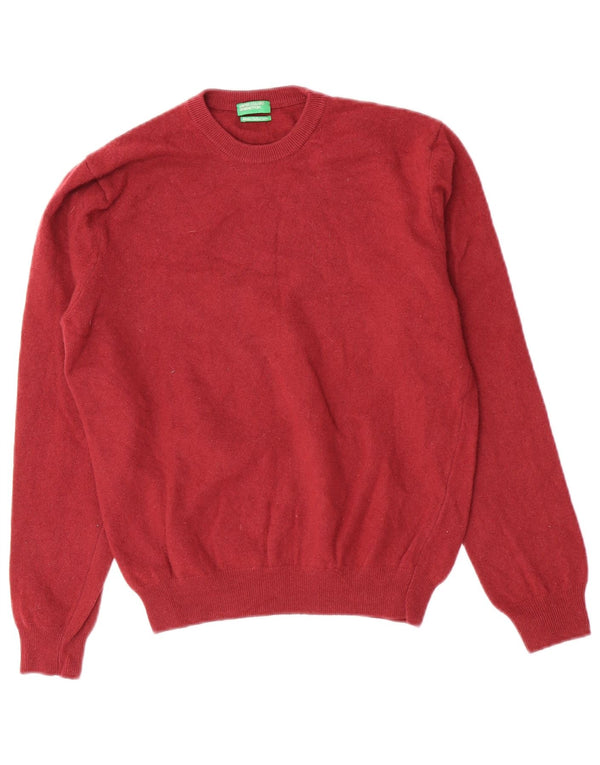 Γυναικείο πουλόβερ Benetton Crop Crew Neck Jumper UK 12 Medium Burgundy