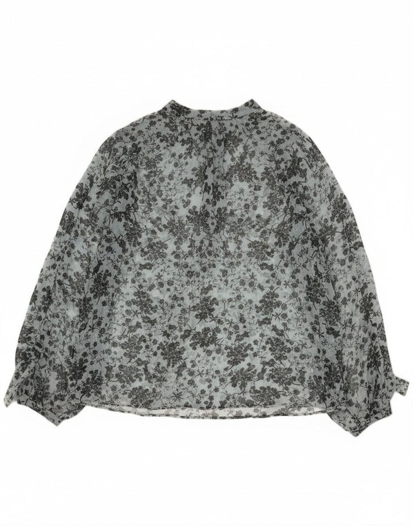 Zara Γυναικεία See Through Μακρυμάνικη Μπλούζα Τοπ UK 14 Medium Blue Floral