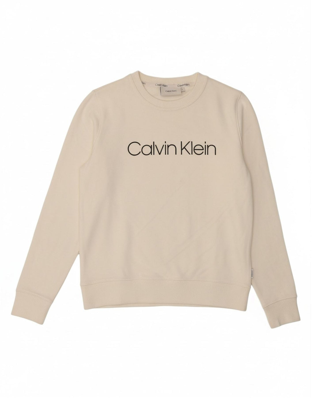 CALVIN KLEIN Womens Oversized Graphic Sweatshirt Jumper UK 10 Small White