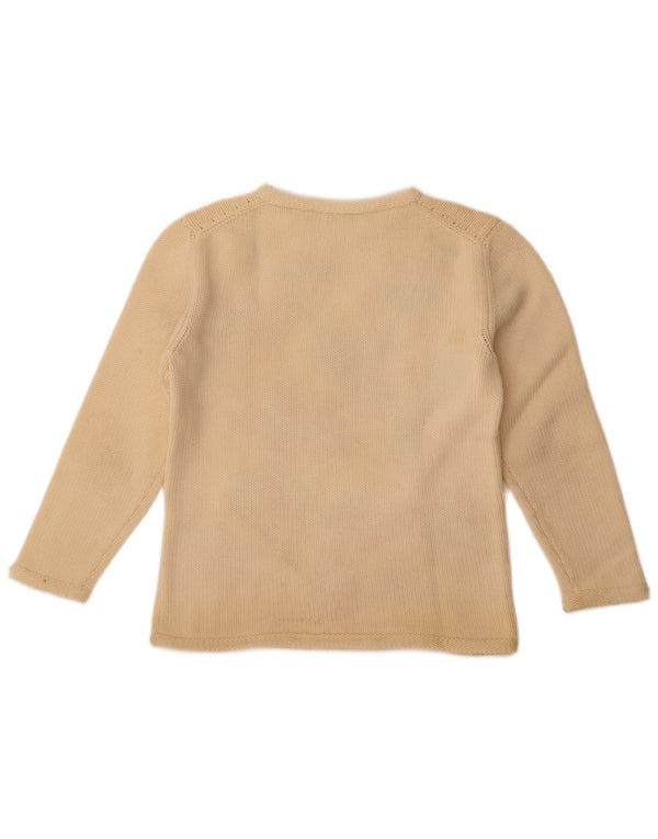 Vintage γυναικείο πουλόβερ με λαιμόκοψη UK 14 Medium Off White Floral