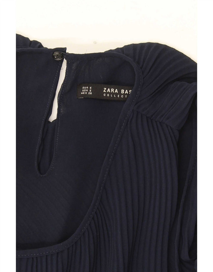 Zara Γυναικεία Αμάνικη Μπλούζα Τοπ UK 10 Small Navy Blue