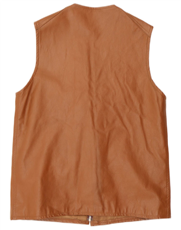 Vintage Ανδρικό Δερμάτινο Gilet UK 38 Μεσαίο Καφέ