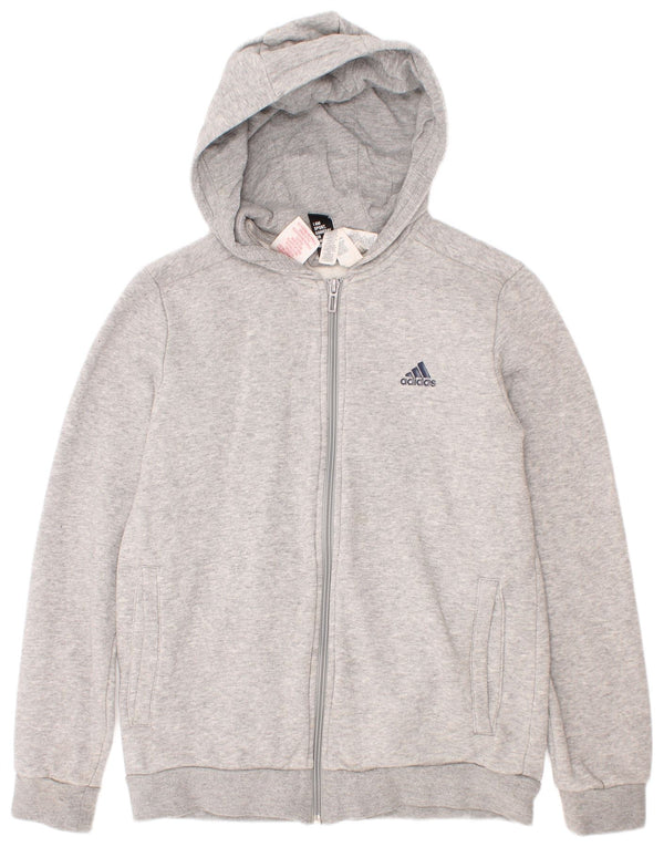 Adidas Boys πουλόβερ με κουκούλα με φερμουάρ 11-12 ετών βαμβακερό γκρι