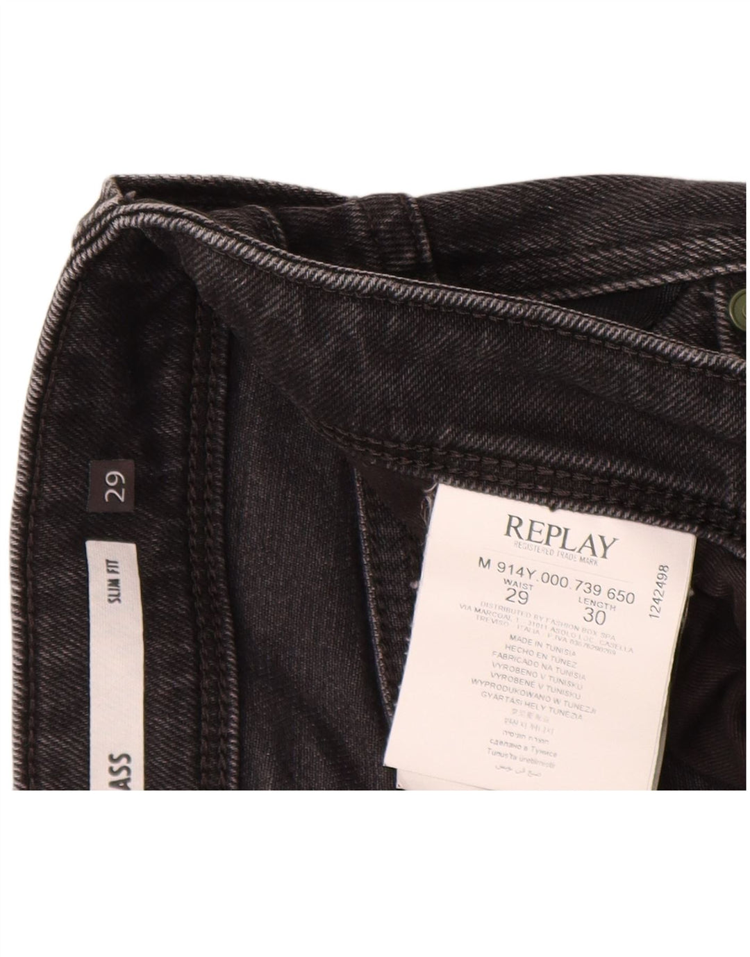 REPLAY Ανδρικό Anbass Slim Jeans W29 L30 Μαύρο βαμβακερό