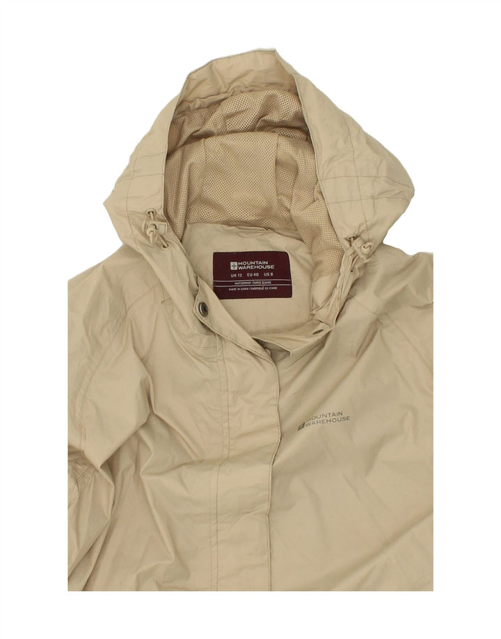 MOUNTAIN WAREHOUSE Womens Hooded Rain Jacket US 12 Large Beige Polyester Vintage Mountain Warehouse and Second-Hand Mountain Warehouse from Messina Hembry 