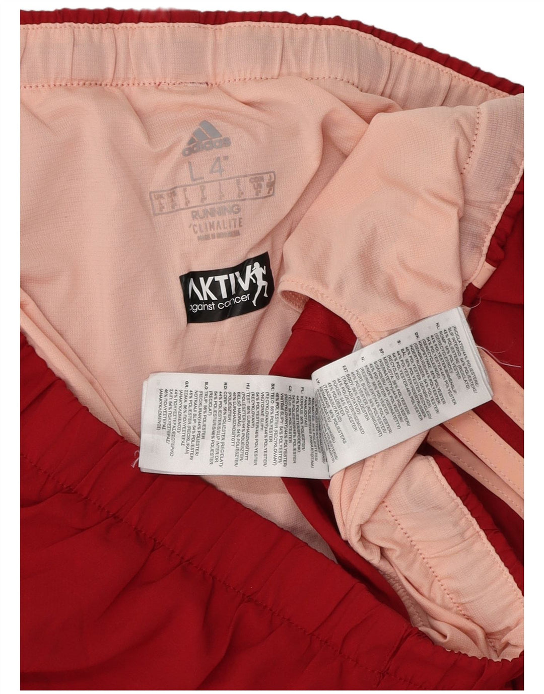 Γυναικείο αθλητικό σορτς ADIDAS Climalite UK 14 μεγάλο κόκκινο πολυεστέρα
