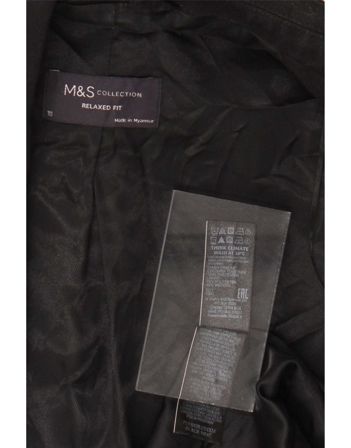 Marks & Spencer Womens Relaxed Fit Blazer Jacket UK 10 Small Black