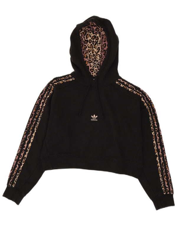 Γυναικεία Adidas Crop Hoodie Jumper UK 10 Small Animal Print
