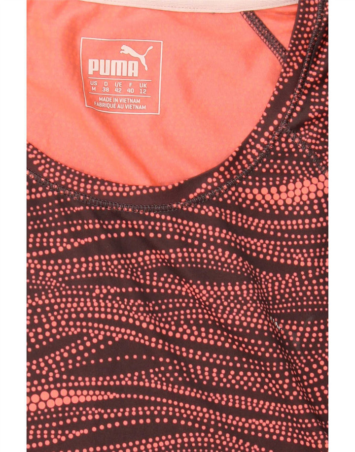 Puma Γυναικείο T-Shirt Abstract Pattern Top UK 12 Medium πολύχρωμο