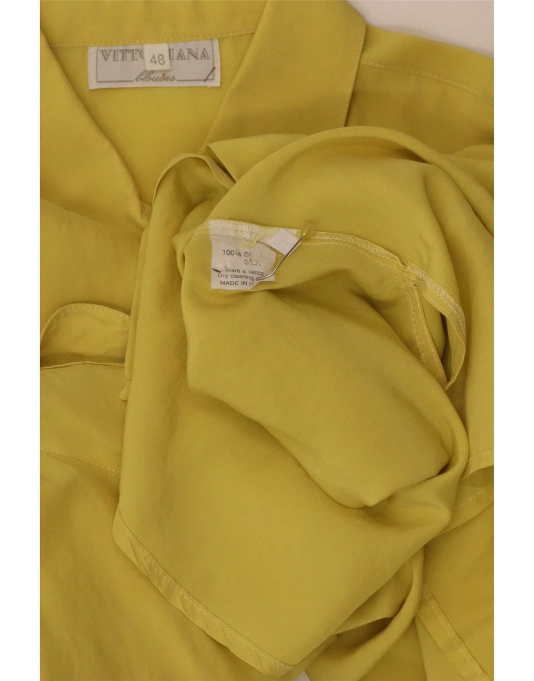 Vintage γυναικείο πουκάμισο IT 48 XL κίτρινο μετάξι