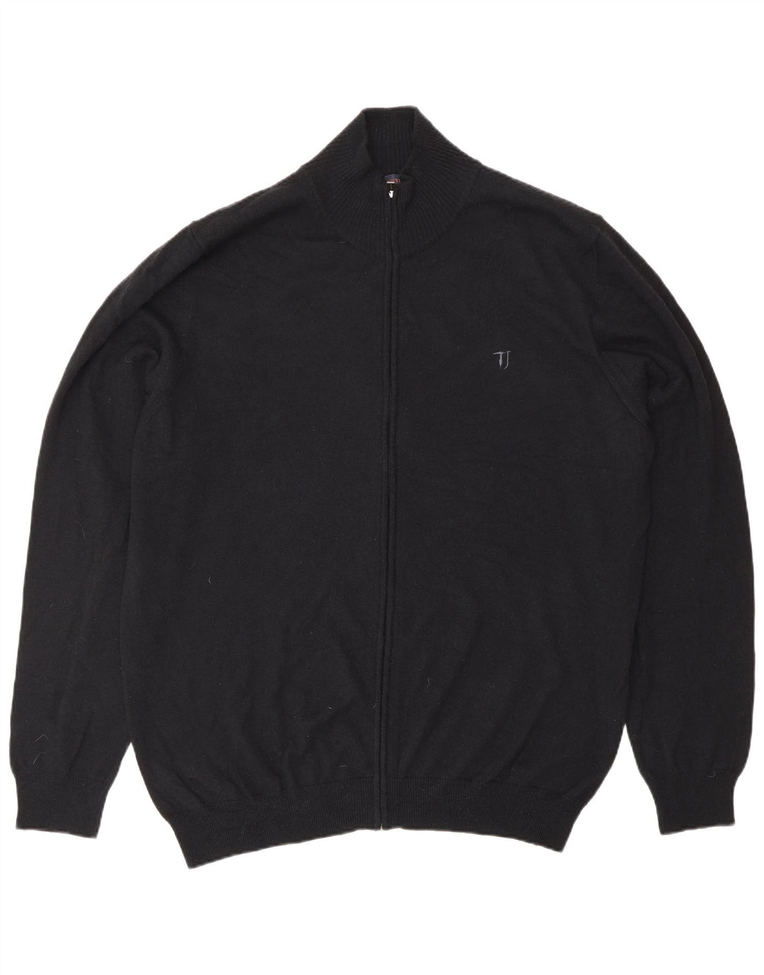 TRUSSARDI JEANS Ανδρικό πουλόβερ ζακέτα 3XL Μαύρο μάλλινο