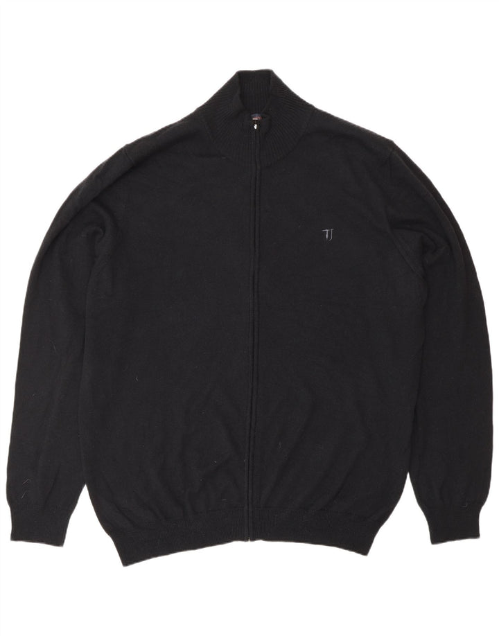 TRUSSARDI JEANS Ανδρικό πουλόβερ ζακέτα 3XL Μαύρο μάλλινο