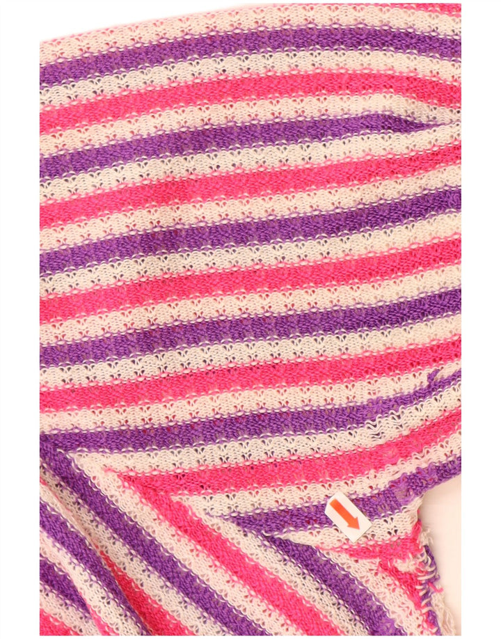 VINTAGE Γυναικείο πουλόβερ με λαιμόκαυστο UK 14 Μεγάλο πολύχρωμο ριγέ